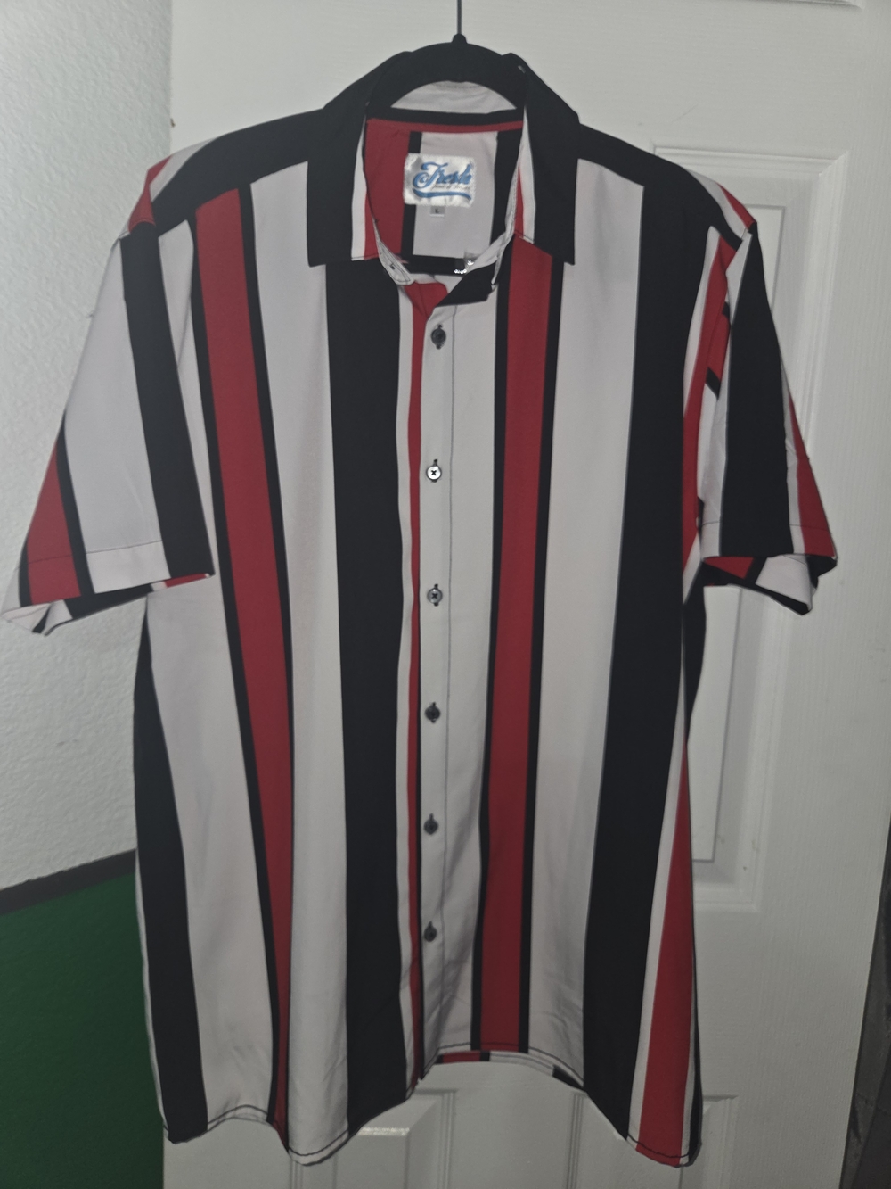 Fresh Prince Of Bel-Air Vertical Stripe Shirt - Red, Black & White. Size L